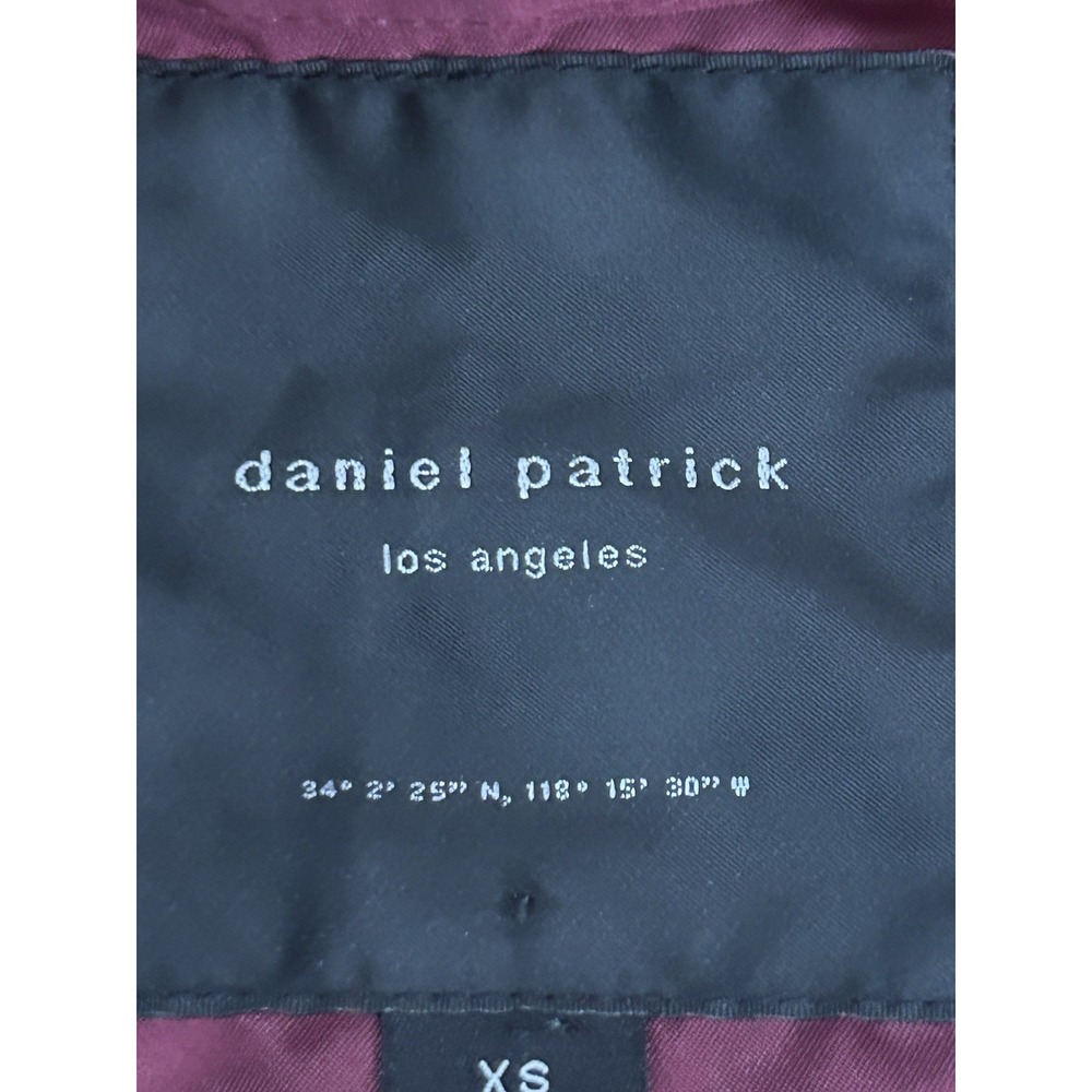 Daniel Patrick LA Maroon Oversized Bomber Jacket Sleeve Zippers Unisex SZ XS - Picture 6 of 8
